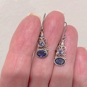 Vintage Sterling Purple/Blue Stones Earrings (Maybe Iolite)